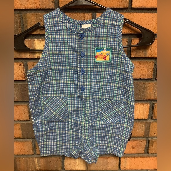 Healthtex Blue and Yellow Checkered Romper - Picture 1 of 4